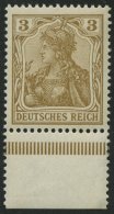 Dt. Reich 69b **, 1904, 3 Pf. Braunocker,ohne Wz., Postfrisch, Unterrandstück, Pracht, Fotoattest Jäschke-L., - Otros & Sin Clasificación