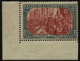 Dt. Reich 66II **, 1900, 5 M. Reichspost, Type II, Untere Linke Bogenecke (kleiner Falzrest Im Unterrand), Postfrisch, P - Other & Unclassified