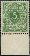 Dt. Reich 46a **, 1889, 5 Pf. Grün, Unterrandstück, Postfrisch, Kabinett, R!, Fotoattest Jäschke-L., Mi. - Sonstige & Ohne Zuordnung