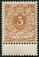 Dt. Reich 45d **, 1897, 3 Pf. Rötlichocker Mit Unten Anhängendem Steg, Postfrisch, Pracht, Gepr. Zenker Und Fo - Sonstige & Ohne Zuordnung