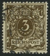 Dt. Reich 45aa O, 1889, 3 Pf. Dunkelbraun, Feinst, Gepr. Zenker, Mi. 85.- - Otros & Sin Clasificación