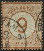 Dt. Reich 30 O, 1874, 9 Auf 9 Kr. Braunorange, Winzige Eckknitter, Normale Zähnung Sonst Pracht, Gepr. Brugger, Mi. - Gebraucht