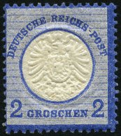 Dt. Reich 20 **, 1872, 2 Gr. Ultramarin, Postfrisch, Pracht, Mi. 100.- - Gebraucht