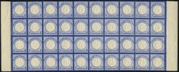 Dt. Reich 20 **, 1872, 2 Gr. Ultramarin Im Postfrischen Bogenteil Von 40 Stück, Kabinett, RR! - Used Stamps