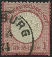 Dt. Reich 19IX O, 1872, 1 Gr. Rotkarmin Mit Plattenfehler O Und H In Groschen Gebrochen, Kerbe Unter P Von Post, Feinst - Used Stamps