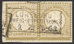 Dt. Reich 6 Paar BrfStk, 1872, 5 Gr. Ockerbraun Im Waagerechten Paar, R3 LÜNEBURG ZWEIG-EXPEDITION, Prachtbriefst&u - Used Stamps
