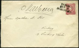 BAHNPOST DR 33 BRIEF, Kassel-Frankfurt, L3 Und Handschriftlich MARBURG Auf Brief Mit 10 Pfe. Karmin Von 1877, Pracht - Máquinas Franqueo (EMA)