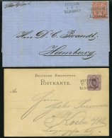 BAHNPOST NDP 16,DR P 12 BRIEF, Itzehoe-Elmshorn, L3 Auf Brief Mit 1 Gr. Karmin Von 1870 Und Auf 5 Pf. Ganzsachenkarte Vo - Máquinas Franqueo (EMA)