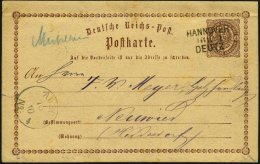 BAHNPOST DR P 1 BRIEF, Hannover-Deutz, L3 Und Handschriftlich MÜHLHEIM Auf 1/2 Gr. Ganzsachenkarte Von 1875, Feinst - Franking Machines (EMA)