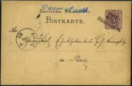 BAHNPOST DR P 5 BRIEF, Basel-Frankfurt, L3 Und Handschriftlich DARMSTADT Auf 5 Pfe. Ganzsachenkarte Von 1879, Feinst - Máquinas Franqueo (EMA)