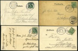 BAHNPOST Altona-Bramstedt (Zug 1,4 Und 8 (2x)), 1900-1912, 4 Karten, Davon Eine Fehlerhaft - Maschinenstempel (EMA)