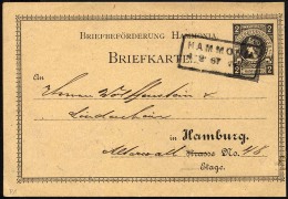 HAMBURG D P 1 BRIEF, HAMMONIA I: 1886, 2 Pf. Schwarz, Mit Rahmen, Gebraucht, Karte Feinst - Postes Privées & Locales