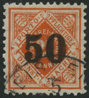 WÜRTTEMBERG 188 O, 1923, 50 Auf 25 Pf. Rotorange, Stempel WEISSENAU, üblich Gezähnt Pracht, Fotoattest Wi - Otros & Sin Clasificación