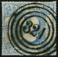 THURN Und TAXIS 49 O, 1866, 2 Gr. Mittelblau, Zentrischer Nummernstempel 321 (DETMOLD), Pracht, Gepr. Drahn Und W. Engel - Other & Unclassified