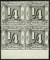 THURN Und TAXIS 35 VB **, 1865, 1/4 Gr. Schwarz Im Postfrischen Viererblock Mit Unterrand, Pracht - Autres & Non Classés
