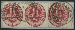 SCHLESWIG-HOLSTEIN 23 BrfStk, 1865, 1 1/3 S. Lebhaftrotkarmin Im Waagerechten Dreierstreifen, K1 HOLST.EB.P.SpB. 3. ZUG, - Schleswig-Holstein