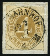 SCHLESWIG-HOLSTEIN 17 BrfStk, 1865, 4 S. Braunocker, K1 KIEL BAHNHOF, Prachtbriefstück, Mi. (100.-) - Schleswig-Holstein