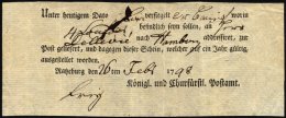 SCHLESWIG-HOLSTEIN RATZEBURG, Ortsdruck Auf Einlieferungsschein: Unter Heutigem Dato.... (1798), Pracht - Préphilatélie