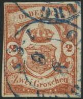 OLDENBURG 13 O, 1861, 2 Gr. Schwärzlichrotorange, Pracht, Gepr. Drahn, Mi. 550.- - Oldenburg