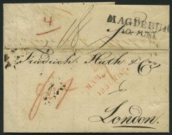 HAMBURG VORPHILA 1821, HAMBURG., Roter L2 Mit Turm Auf Brief Von Magdeburg Nach London, Feinst - Otros & Sin Clasificación