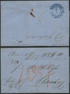 HAMBURG 1859, HAMBURG KON.DAN.O.P.A, Blauer K2 Rückseitig Auf Begleitbrief Nach Oldenburg, Diverse Taxvermerke, Dek - Prephilately