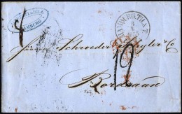 HAMBURG - THURN UND TAXISCHES O.P.A. 1855, HAMBURG Th.& T., K1 Auf Brief Nach Bordeaux, Rückseitiger Durchgangs - Prephilately