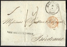 HAMBURG - THURN UND TAXISCHES O.P.A. 1852, HAMBURG Th.& T., K3 Auf Brief Nach Bordeaux, L1 NACH ABGANG DER POST, Pra - Prephilately