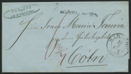 HAMBURG - THURN UND TAXISCHES O.P.A. 1842, HAMBURG Th.& T., K3 Auf Brief Nach Köln, L1 Nach Abgang Der Post, Pr - Precursores