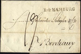 HAMBURG 1814, R.4. HAMBURG, L1 Auf Brief Nach Bordeaux, Interessanter Inhalt, Registraturbug, Pracht - Otros & Sin Clasificación