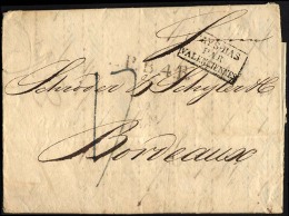 HAMBURG VORPHILA 1826, P.B.4.R., L1 Und R3 PAYS-BAS PAR VALENCIENNES Auf Brief Von Hamburg Nach Bordeaux, Pracht - Other & Unclassified