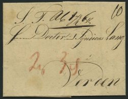 HAMBURG VORPHILA 1825, Brief Von Hamburg Nach Verden, Rückseitiger Datumsstempel, Pracht - Sonstige & Ohne Zuordnung