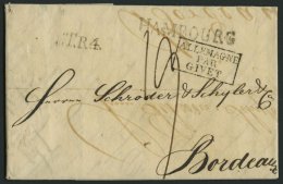 HAMBURG VORPHILA 1819, HAMBOURG, L1 Auf Brief Nach Bordeaux, 2 Verschiedene Transitstempel, Pracht - Sonstige & Ohne Zuordnung