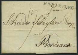 HAMBURG 1803, R.4. HAMBURG, L1 Auf Brief (Vordruck-Geschäftsbrief) Von Berlin Nach Bordeaux, Pracht - Other & Unclassified