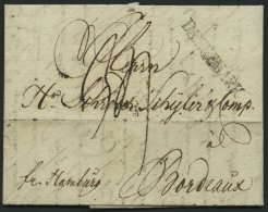 HAMBURG VORPHILA 1791, DAENNEMARK, L1 Auf Brief Von Flensburg Nach Bordeaux, Handschriftlich Fr. Hamburg, Pracht - Prephilately