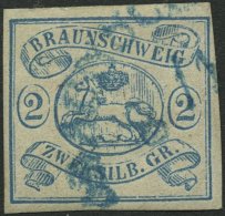BRAUNSCHWEIG 2 O, 1852, 2 Sgr. Lebhaftpreußischblau, Pracht, Gepr. Brettl, Mi. 350.- - Braunschweig