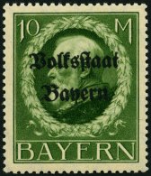 BAYERN 132IA **, 1919, 10 M. Volksstaat, Frühdruck, Pracht, Gepr. Dr. Helbig, Mi. 55.- - Autres & Non Classés