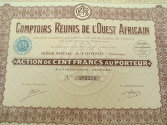 Comptoirs Réunis De L'Ouest Africain/Société Anonyme/Action De 100 Francs Au Porteur/Cotonou/Dahomey/1929       ACT128 - Afrika