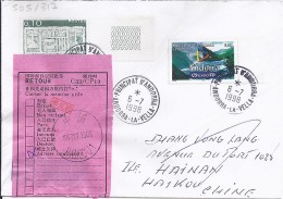 TP N°505 + 317  SUR LETTRE DU 6.7.98 POUR LA CHINE - Covers & Documents