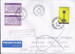 TP N°506 (+ 318x2) SUR LETTRE DU 21.9.98 POUR  LE CHILI - Covers & Documents