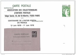 LAC3B- EP CP SABINE 80c REPIQUAGE ACEP POUR LE 100° ANNIV. DE L'ENTIER POSTAL EN FRANCE - Cartes Postales Repiquages (avant 1995)