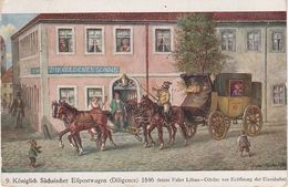 Litho Künstlerkarte AK Königlich Sächsischer Eilpostwagen Diligence 1846 Letzte Fahrt Löbau Görlitz Sächsische Post 9 - Löbau