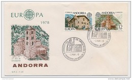 ANDORRE => Enveloppe FDC => "Europa 1978" - Andorre La Vieille - 3 Mai 1978 - Briefe U. Dokumente