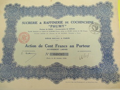 Sucrerie & Raffinerie De Cochinchine/Société Anonyme/ Action De 100 Francs Au Porteur/Indochine/Paris/1926    ACT145 - Asien