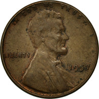 Monnaie, États-Unis, Lincoln Cent, Cent, 1957, U.S. Mint, Philadelphie, TTB - 1909-1958: Lincoln, Wheat Ears Reverse