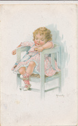 ELLY FRANK, CHILDREN, BABY GIRL IN A HIGH CHAIR HAVING A NAP, EX Cond. PC, Used 1925 - Frank, Elly