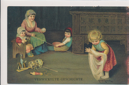 HERMAN KAULBACH, MOTHER & CHILDREN, TOYS, WOOL BALL, EX Cond. Fine Litho PC, Unused - Kaulbach, Hermann