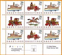 USA #2711-4     CHRISTMAS  CONTEMPORARY  -  Plate Block Of 9 - 1992 MINT - Numéros De Planches