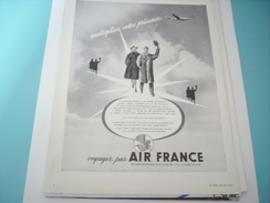 ANCIENNE PUBLICITE VOYAGE AIR FRANCE 1951 - Werbung