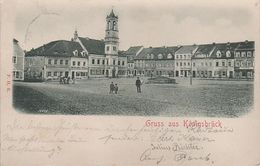 Litho Relief AK Gruß Königsbrück Markt Gasthof Westlausitzer Zeitung Kolonialwaren Laden A Kamenz Hoyerswerda Bernsdorf - Königsbrück