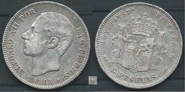 ESPAGNA SPANIEN SPAIN ESPAÑA 1885 STARS ESTRELLAS 18-85 MSM ALFONSO XII 5 PESETAS SILVER MBC - Colecciones